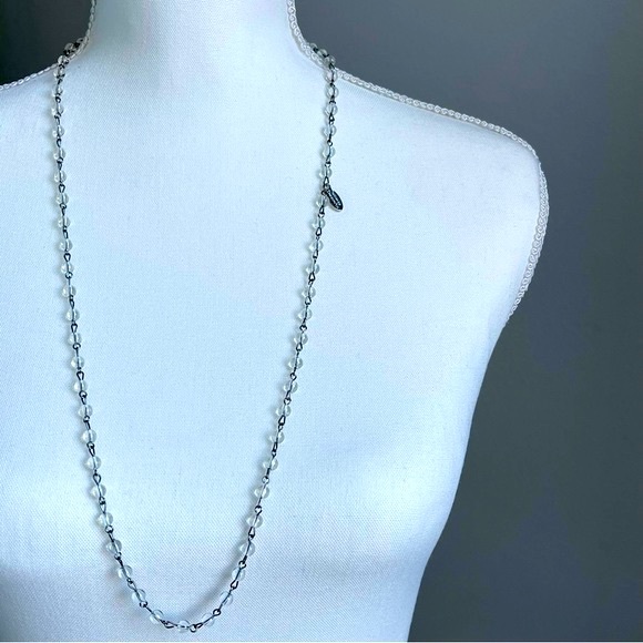 VICTORIAN TRADING CO. | Small Round Clear Beaded Necklace Silver Tone - Picture 3 of 8